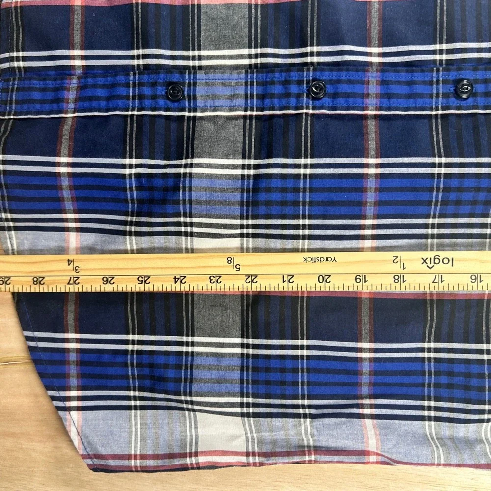Levis Mens Long Sleeve Plaid Button Down Shirt Blue White Red Large RN117508